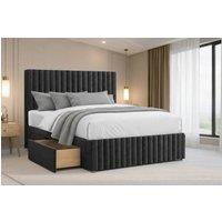 Chester & Oakley Ravello Plush Divan 2 Drawers Left Side 12Footboard 26Headboard in Black | Size: Double