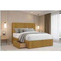 Chester & Oakley Ravello Plush Divan 2 Drawers Left Side 12Footboard 26Headboard in Mustard | Size: Small Double
