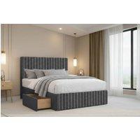 Chester & Oakley Ravello Plush Divan 2 Drawers Right Side 12Footboard 26Headboard in Dark Grey | Size: Small Double
