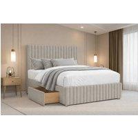 Chester & Oakley Ravello Plush Divan 2 Drawers Right Side 12Footboard 26Headboard in Cream | Size: King