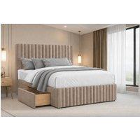 Chester & Oakley Ravello Plush Divan 2 Drawers Right Side 12Footboard 26Headboard in Taupe | Size: Small Double