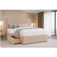 Chester & Oakley Ravello Plush Divan 2 Drawers Right Side 12Footboard 26Headboard in Stone | Size: Small Double