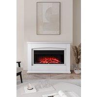 Living and Home 34 Inch Electric Fireplace Suite with 1800W Heater & Remote in White