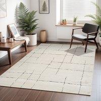 Livabliss Freud-Modern Ivory Black Brown High Pile Living Dining Bedroom Rug | Size: 160 cm x 215 cm