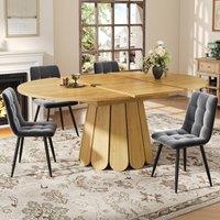 Rolipo Extendable Round to Oval Dining Table Natural Wood Effect 118-158cm