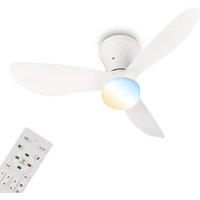 BRILONER White Ceiling Fan with Light Remote Dimmable CCT Adjustable 3 Speeds