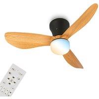 BRILONER Black Wood Ceiling Fan with Light Remote Dimmable CCT 3 Speeds