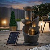 Garden Greatness Tiered Slate-Effect Cascade Solar Water Feature in Dark Grey | Size: 1 Pack