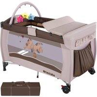 tectake Travel Cot Dog in Brown | Size: Large