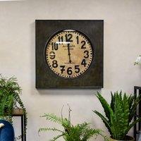 Madison & Mayfair Large Elegant Antiquit de Paris: Square Industrial Wall Clock in Black