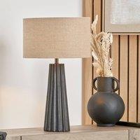 Ruma Mango Wood Textured Cone Table Lamp in Black