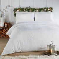 Duvet Day Snow Crystal Tufted Soft Touch Duvet Cover Set in White | Size: Super King