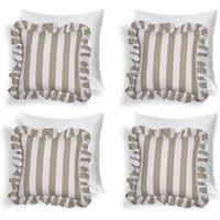 OHS 4 Pack Stripe Frill Filled Cushion Cover in Green | Size: 45 cm x 45 cm