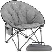 Trail Outdoor Leisure Trail Oversized Folding Moon Camping Chair Padded Outdoor Seat in Grey
