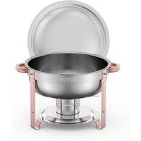 VEVOR Elegant Chafing Dish Set 5 Qt Stainless Steel Round 4 Pack in Rose Gold