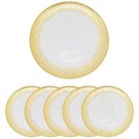 Neel Blue 33cm Set of 6 Charger Plates Trim Glass Plates for Dinner Table Decoration in Gold