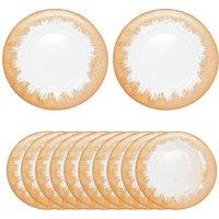 Neel Blue 33cm Set of 12 Charger Plates Trim Glass Plates for Dinner Table Decoration in Copper