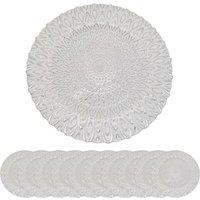 Neel Blue 33cm Set of 12 Charger Plates Peacock Design Glass Plates for Dinner Table Decoration in Silver