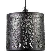 Happy Homewares Unique & Beautiful Metal Forest Design Ceiling Pendant Shade in Black
