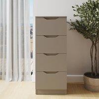 FWStyle Luno Chest Of Drawers 4 Drawer Tall Slim Deep Design in Beige