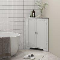 Kleankin Corner Bathroom Cabinet Freestanding Bathroom Storage Unit in White