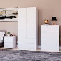 Home Discount Vida Designs Denver Bedroom Set (2 Dr Bedside, 4 Dr Chest, Wardrobe) in White