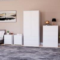 Home Discount Vida Designs Denver 4Pc Bedroom Set(2 Bedside, 4 Drawer Chest, Wardrobe) in White