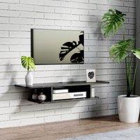 HOMCOM TV Unit Stand Wall Mount Media Console with Storage Shelf in Black