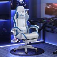 VINSETTO Racing Style Gaming Chair with Reclining Function Footrest in White