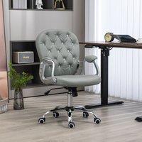VINSETTO Office Chair PU Diamante Padded Ergonomic 360 Swivel in Grey
