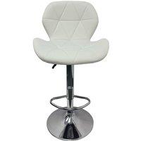 Neel Blue Modern Barstool, PU Leather Swivel Height Adjustable Bar Chair in White