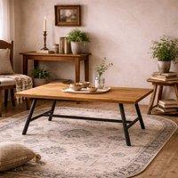 Wyld Haus Northmere Tawny Grain Wood Effect Dining Table with Black Metal Frame in Natural