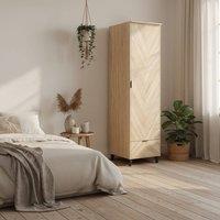 Wyld Haus Chveron 1 Door Wardrobe with Oak Drawer Panel Natural Oak Finish