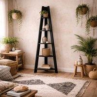 Wyld Haus Athy Black Wooden Corner Ladder Shelving 5 Shelves
