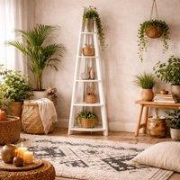Wyld Haus Athy White Wooden Corner Ladder Shelving Unit 5 Shelves