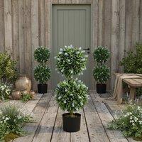 Wyld Haus Set of 2 Artificial Blue Lavender Ball Topiary Trees in Pots 70cm