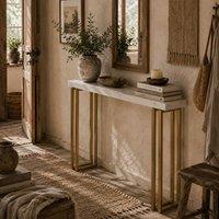 Wyld Haus Mahota Slim Faux Marble Console Table 100cm White & Gold