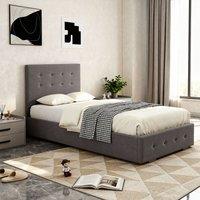 Comfy Living Ltd Fabric Ottoman Storage Gaslift Bedframe in Grey | Size: Single