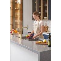 JANLEMNY Waterfall Pull-Out Spray 3-Function Brushed Gold Kitchen Mixer Tap | Size: 1000mm x 400mm