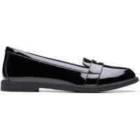 Clarks Scala Loafer Youth Black Patent Loafers, Slip Ons, School Shoes | Size: 8-Narrow Fit