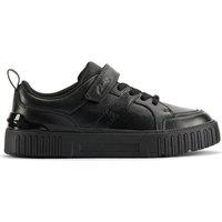 Clarks Oslo Flare Older Black Leather Trainers, Riptape, School Shoes | Size: 2.5-Standard Fit