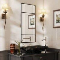 HOMCOM Window Style Vanity Mirror 110 x 50cm Hanging Wall Mirror Black | Size: 110 x 50 cm