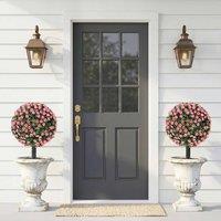 HOMCOM Artificial Rose Topiary, UV Resistant, 2-Pack, 55 cm, Pink