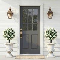 HOMCOM Artificial Rose Topiary, UV Resistant, 2-Pack, 55 cm, White