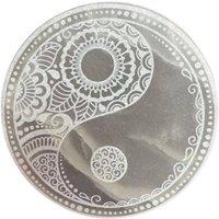 KDMD Large Selenite Charging Plate with Feng Shui Design 18cm in White