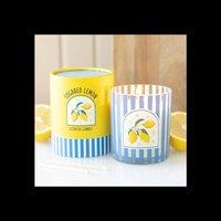 KDMD Sugared Lemon Scented Candle Sweet Zesty Citrus Blue Jar