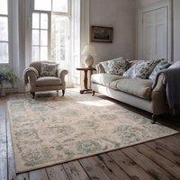 Kukoon Green Beige Floral Distressed Machine Washable Living Room Area Rug in Teal | Size: 80 cm x 150 cm