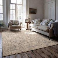 Kukoon Cream Beige Floral Distressed Machine Washable Living Room Area Rug | Size: 80 cm x 150 cm