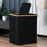 Ventryn Extra Large Washing Laundry Basket with 140L Lid Storage in Black