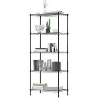 SPETLEK 5 Tier BLACK Metal Storage Rack Shelving | Size: 0.6m2